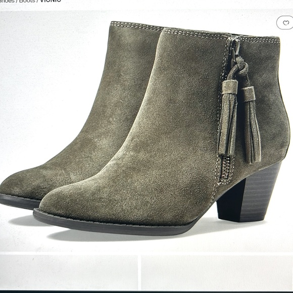 Vionic Madeline Olive Green Suede Weather Resistant Ankle Boots Booties | Sz 8 - Picture 1 of 15